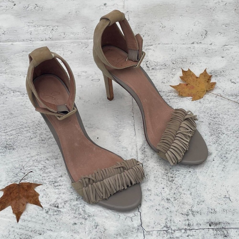 Joie Women Heels Leather Suede Upper Fringe Pump Shoes Size 38.5 - Picture 3 of 12